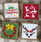 Christmas Stencils for Crafts Reusable 6" Xmas Holiday Stencil Christmas Stencils for Painting on Wood Fabrics Decor
