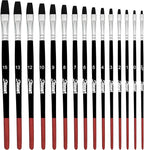 Flat Paint Brushes,15 PCS Different Sizes Flat Paint Brush Set for Watercolor Acrylic Gouache Oil Ink and Face Body Painting,Professional Art Paintbrush for Artists and Beginners