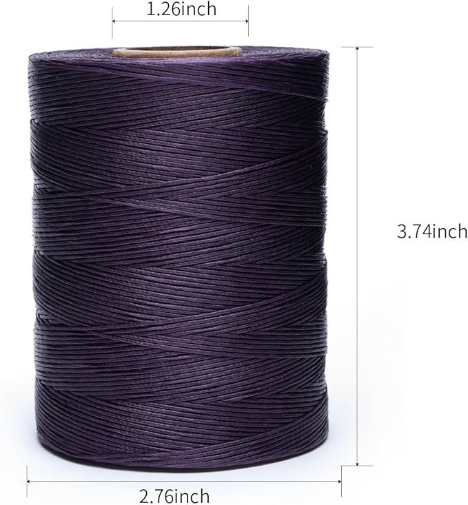 Waxed Thread,852Yards 150D 0.8mm Flat Polyester Wax Thread for Hand Sewing Leather Craft DIY Projects Shoes Repair Book Binding(Purple)