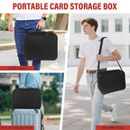 Xykzra MTG Bag Card Storage Box for 2000+ Cards,3-Layer Card Deck Box with Dividers and Shoulder Straps,Trading Card Case Fits for MTG/TCG/Magic/Sports Cards - Black