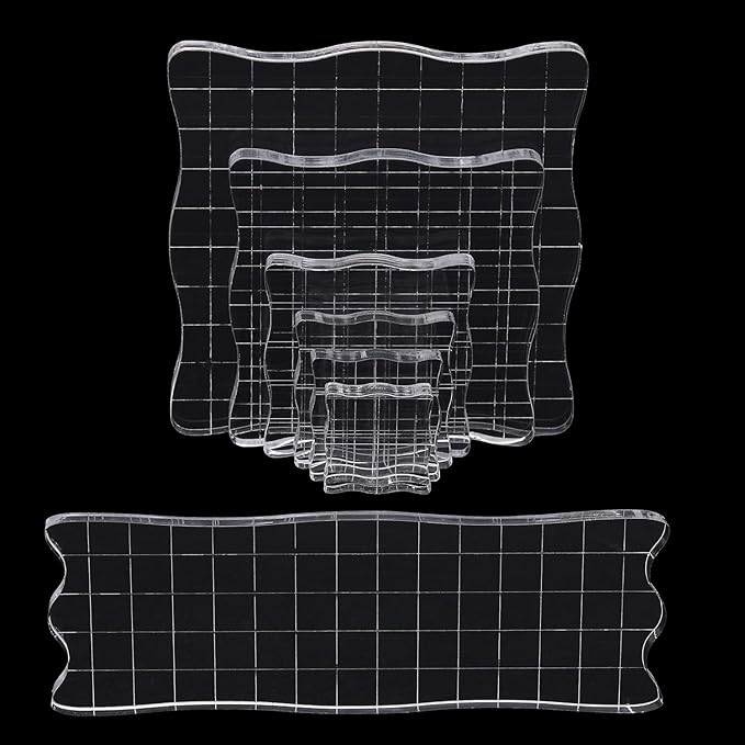 4Pcs Clear Acrylic Stamp Blocks Set, Acrylic Stamping Blocks Tools Clear Stamps with Grid Lines for Photography Props Scrapbooking Crafts Card Making