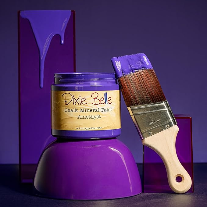 Dixie Belle Paint Company Chalk Finish Furniture Paint - Amethyst (4oz) - Matte Deep Purple Chic Chalk Mineral DIY Furniture Paint