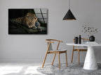My Photostation.com Round 24'' Fierce Leopard Glass Wall ArtTempered Glass Printing Wall Decor Large Wall Art Wall Hangings