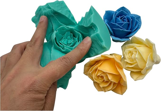 Heart Rose Crystal Epoxy Mold Wedding Gift Molds Decorated Cake Decoration Chocolate Silicone Mold, Aroma Plaster Stone Polyer Clay Ceramic Flower Mould, Handcrafted Candle Wax Silicone Moulds