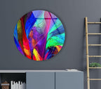 My Photostation.com 27.5''(70cm) Diameter Neon Colors Abstract Round Glass Wall Art Tempered Glass Printing Wall Decor Large Wall Art Wall Hangings