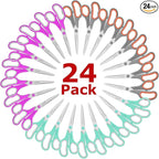 8 '' Multipurpose Heavy Duty Scissors Bulk 24-Pack, 2.5mm Thickness Ultra Sharp Blade Shears with Comfort-Grip Handles for Household School Office Supplies, Right/Left Hand Tools