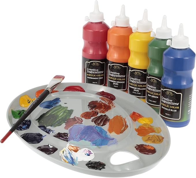 Creative Inspirations Acrylic Paint - Titanium White - 500 mL Bottle - Smooth & Creamy Consistency, Vibrant Pigmentation, Great Coverage for Artists - Clean Up with Soap & Water