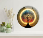 My Photostation.com 39,4''(100cm) Diameter Life of Tree Round Glass Wall Art Tempered Glass Printing Wall Decor Large Wall Art Wall Hangings