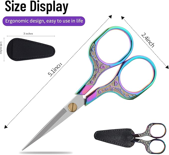 Small sharp scissors-Glexal 5 Inch Precision Scissors-2 pack,razor Sharp Blade Shears for craft embroidery sewing school office cutting…