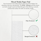 Mixed Media Sketchbook 9" x 12", 60 Sheets Each (98lb/160gsm), 2 Pack, Heavyweight Drawing Papers, Top Spiral Bound Hardcover Sketchbook, for Wet and Dry Media, Drawing, Painting