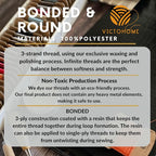 Bonded & Round Waxed Threads, 3-PLY Round Thread 12 Colors 252 Yards - Hand Sewing - All Leather Projects/Crafts/All-Purpose Threads/Macrame/Bracelet (0.55 mm, 21yd/Each)