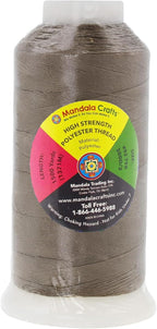 Mandala Crafts Taupe Heavy Duty Thread -1500 Yds Tex 90 Thread for Sewing Drapery Jeans Leather Hair Outdoor Marine Upholstery