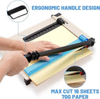 Paper Cutter, Paper Slicer with Safety Guard and Blade Lock, 12" Cut Length Guillotine Paper Cutter with 16 Sheet Capacity, Paper Cutters and Trimmers for Cardstock Cardboard (White)