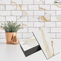 100 Pieces Peel and Stick Backsplash for Kitchen, 3" x 6" PVC Subway Tile Upgraded Calacatta Gold with Dark Gray Grout Backsplash Stick on Tile Elevate Kitchen, Bathroom, Fireplace,RV