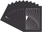 5x7 Mat for 8.5x11 Frame - Precut Mat Board Acid-Free Show Kit with Backing Board, and Clear Bags Black 5x7 Photo Matte Made to Fit a 8.5x11 Picture Frame Matboard for Framing, Pack of 100 Mats