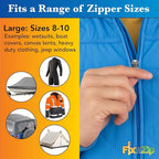FixnZip (Large, Black Nickel) - See Size Guide - Universal Zipper Repair Kit for Wetsuits, Luggage, Zipper Replacement Repair Kit - Instant Zipper Fix