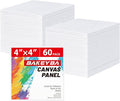 Mini Canvas Boards for Painting 60 Pack, 4x4 Inch Canvas Panels, 100% Cotton Art Supplies for Acrylics Oil Watercolor Tempera Paints