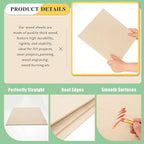 12 Pack 12 x 12 x 1/4 Inch-6mm Thick Basswood Sheets for Crafts Unfinished Plywood Boards Square Crafts Wood Sheets for DIY Laser Projects, Wood Burning, Engraving, Staining, Architectural Mode