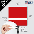 Trotec TroLase | 12"x12"x1/8", 8 Pcs | Red/White | 2 Ply | Modified Acrylic | Laser Engraving Double Color Plastic Sheet | Engraving Blanks for Laser, Saw, Guillotine | Made in USA