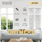 Window Privacy Film Decorative for Front Door, Bathroom Static Cling Stained Glass Sticker Opaque Heat Control UV Blocking Non-Adhesive for Home Windows 23.6 X 78.7 inches