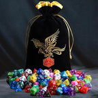 QMay DND Dice Set 15 X 7 Polyhedral Dice (105pcs) with 1 Large Flannel Bag, D&D Dice (D4 D6 D8 D10 D% D12 D20) for Dungeons and Dragons RPG MTG Table Games