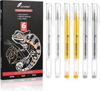 Gold Silver White Gel Pens, 1mm Fine Point Gel Ink Pen Opaque Archival Ink Pens for Black Paper Drawing, Sketching, Illustration, Card Making, Bullet Journaling, 6 Pack