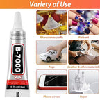 B7000 Clear Adhesive with Precision Tips, 5 PCS B-7000 Jewelry Bead Glue for Diamond Rhinestone Applicator Tools Set - Strength Adhesive for Nail Art DIY Crafts Clothes Shoes Bags