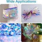 MECCANIXITY Holographic Clear PVC Vinyl Film Holographic PVC Fabric Waterproof Dichroic Film 12 x 48 Inch for Handbags Bows Earrings DIY Craft,Laser Red