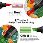 SFAIH Halloween Gifts Acrylic Paint Markers, 48 Colors Dual Tips Acrylic Brush Markers With Chisel Tip, Automatic Ink Control, Ultra-High Coverage, No Bleed Ink, Art Supplies for Rock, Canvas, Fabric