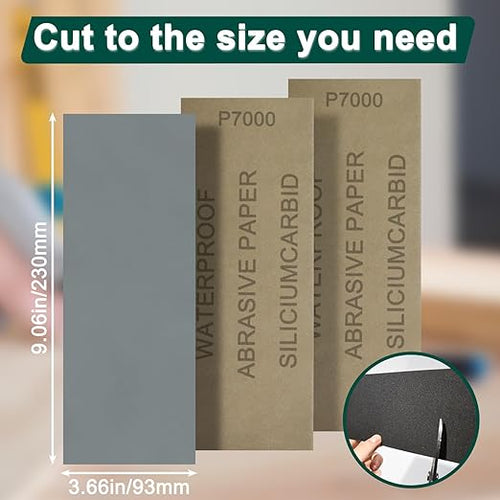 10PCS Sand Paper 7000 Grit Sandpaper Sheets, 9 x 3.6 Inch Wet Dry Sandpaper Sheets, Sand Paper for Metal, Wood Furniture, Automotive and Crafts