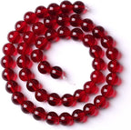 80pcs 10mm Smooth Garnet Red Glass Crystal Round Loose BeadsFor Jewelry Making DIY Bracelet Necklace Accessories 32" 2 Strand