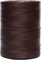 Waxed Thread,852Yards 150D 0.8mm Flat Polyester Wax Thread for Hand Sewing Leather Craft DIY Projects Shoes Repair Book Binding(Deep Brown)