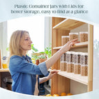 SATINIOR 12 Pack 16 oz Plastic Container Jars with Lids Round Clear Travel Cosmetic Container Slime Jars for Toiletries, Lotion, Cream, Ointments, Makeup, Rhinestone, Samples, Kitchen Storage(Clear)