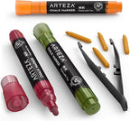 ARTEZA Pastel Liquid Chalk Markers, Set of 16, Tweezers, Labels, Stencils, Erasable, Water Based Pens for Chalkboards, Glass, Windows, and More