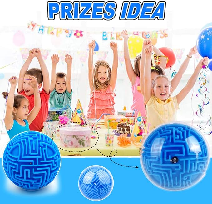2 Pack 3D Maze Puzzle Ball - Brain Teaser Game, Gravity Memory Cube - Educational Toy Gifts for Students, Teens, Adults - Orange and Blue