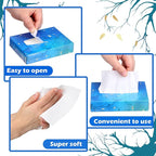 Yinder 24 Packs 960 Sheets Tissue Cube Car Facial Boxes Disposable Facial Travel Tissues Holder Soft Watercolor Boxes 2 Ply 40 Sheets for Wedding Household Car Kitchen Bathroom(Stylish)