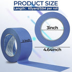 10 Rolls Blue Painters Tape 2 Inch, Bulk Masking Master Tape 60 Yards, Wall Masking Tape No Residue, Multi-Surface Painter's Tape for Wall Painting Edge Treatment DIY Crafts,600 Yards Totally