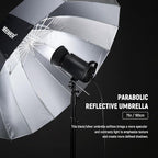 NEEWER 71"/180cm Parabolic Reflective Umbrella Photography with Silver Inner, Soft Lighting with Diffuser Cover, Bag, Quick Fold for Camera Photo Studio Video Light Shooting Monolight Flash, NS4U