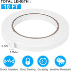 ToLanbbt Double Sided Foam Tape 0.5In x 10FT, Mounting Tape Heavy Duty, Strong Adhesive Weatherproof Seal Strips for DIY Craft Picture Poster, Car & Gap Filling Mountings, Home Office Decor (White)