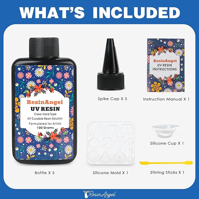 500g UV Resin kit, Crystal Clear Hard, Premixed UV Epoxica Resina Fast Curing Sunlight Activated with Casting Tools for Beginners Jewelry Making, DIY Art Crafts, Coating