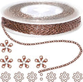 Jishi 33ft Link Cable Chain Roll 2mm, Red Copper Chain for Jewelry Making Necklace Earring Bracelet DIY Craft Jewelry Making Findings Supplies, Copper Plated Iron Metal Rolo Necklace Chain Spool Set
