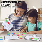 Seajan 18 Pcs Magnetic Paddle Set Education Dry Erase Double Side Handheld Answer Board with Magnetic Counters Discs Phonemic Awareness Phonics Games Toy for Students Kids Teaching Supply (Bright)
