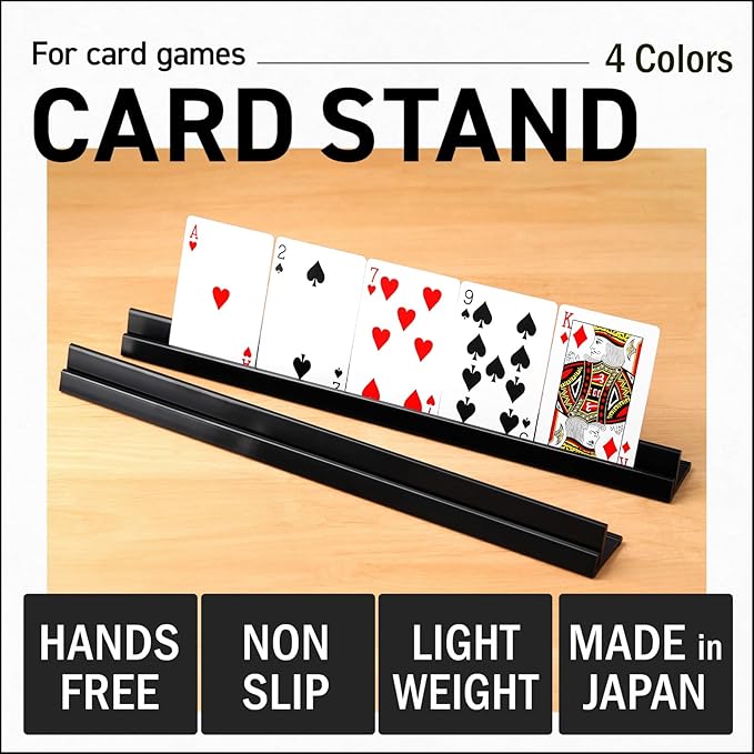 Lightweight Non-Slip Card Holder Stand – Set of 2, 13.4 Inches – Made in Japan for Card Games and TCG, Anti-Skid Base (2 Pack-Black)