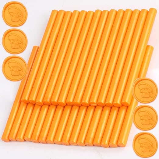 Bright Orange Wax Seal Sticks, 30pcs Sealing Wax Sticks, HOSEALING Glue Gun Wax Seal Sticks for Wax Seal Stamp, Premium Sealing Wax for Wedding Invitations, Letter, Envelope (Mini Size)
