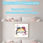 51buyoutgo 11CT Stamped Cross Stitch Kits for Adults - 12x12 in Embroidery Kit with Funny Easy Washable Colorful Birds Pattern, Pre Printed Fabric, Fit for DIY Home Decor, Mom Gifts & Stress Relief