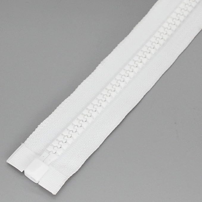 Leekayer 2PCS #10 24 Inch Heavy Duty Zippers for Sewing Separating Large Plastic Zippers White Tape with Double Pull Tab Slider, Sleeping Bag, Boat, Canvas, Cover, Trampoline, Dog Bed,Tent (24" 2pcs)