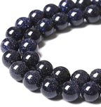 72PCS 10mm Blue Sandstone Gemstone Beads Beads Natural Stone Round Loose Beads for Jewelry Making DIY Bracelet Necklace 32" 2 Strands