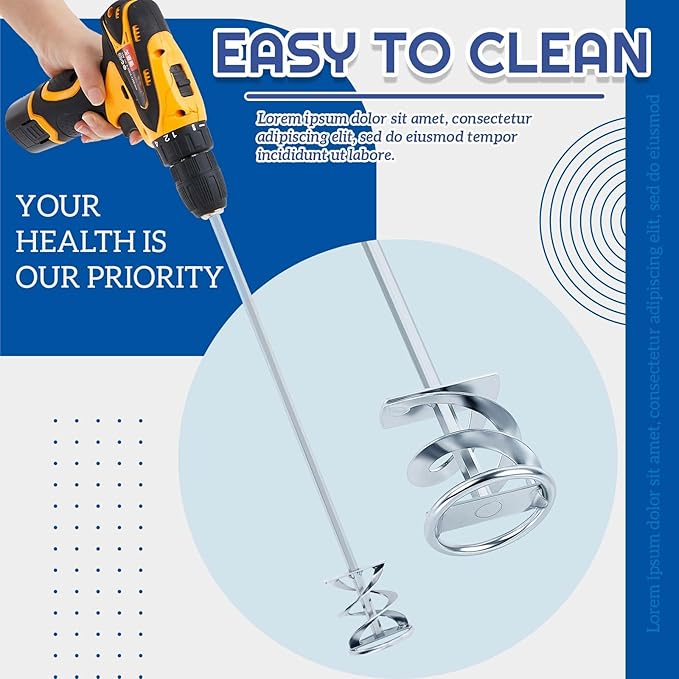Set of 2 Paint Mixer for Drill Painting Mixer Stirrer Drill Attachment, 15.7" Mixing Paddles and 2.3" Mixing Impeller, Mix 1 to 3 Gallons of Paint, Resin, Concrete, and More