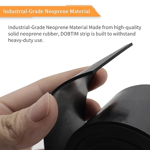 DOBTIM Neoprene Rubber Strips 1/8 (.125)" Thick X 2" Wide X 110" Long, Solid Rubber Rolls Use for Gaskets DIY Material, Supports, Leveling, Sealing, Bumpers, Protection, Abrasion, Flooring, Black