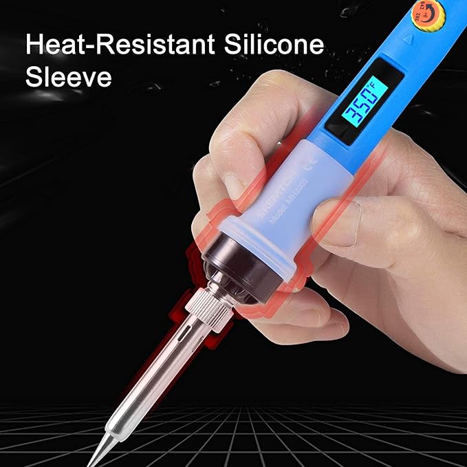 Electronics Soldering Iron Kit - 80W Digital LCD Solder Gun with ON/OFF Switch Adjustable Temperature Controlled and Fast Heating Thermostatic Design Welding Tools for DIY Welding Circuit Board (80W)